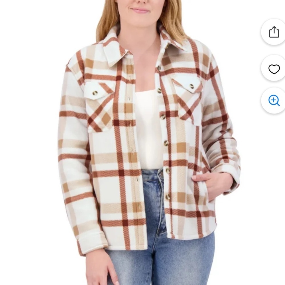 NWT Sage Ladies's Plush Shirt‎ Jacket Long Sleeve Button down Copper J1